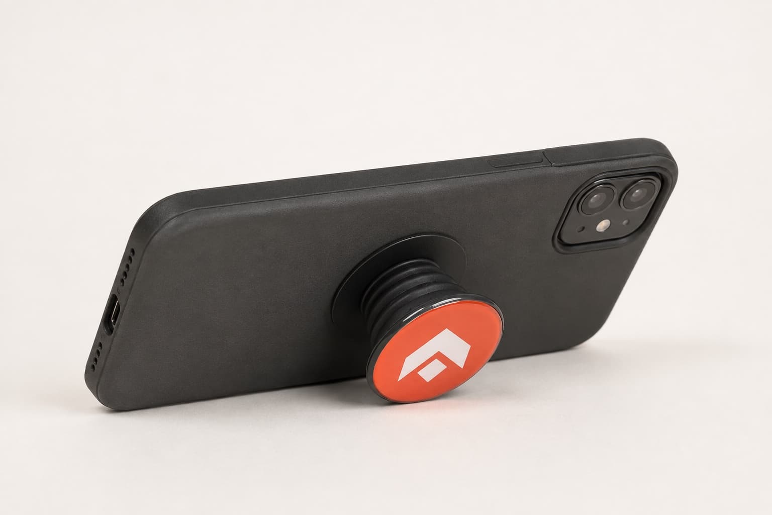 Poignée de téléphone ronde avec un logo domé en résine